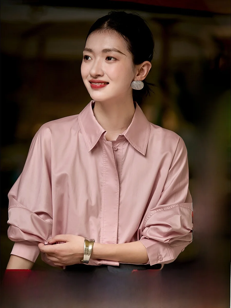 

Loose Fit Long Sve Casual irt Supima Cotton Spring 2025 Wide Leg Pantsuit Sle Faionable Office Wear Pure Color ...