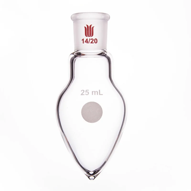 SYNTHWARE Thick walled heart-shaped flask, Pear shaped flask, Capacity 5mL 10mL 15mL 25mL 50mL, Borosilicate glass, F32