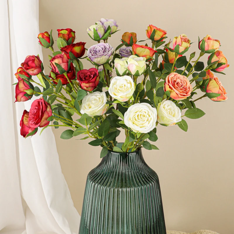 

65cm Retro Simulation Rose Simulation Bouquet Living Room Home Decoration Flower Arrangement Decoration