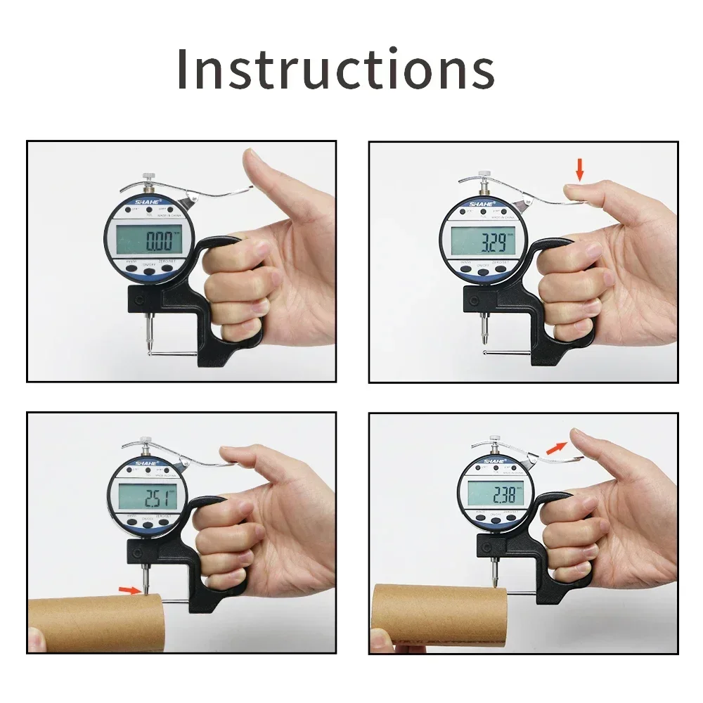 SHAHE Thickness Gauge 0.01mm Electronic Tube Thickness Gauge 0-10mm Digital Tube Micrometer Thick Gauge Tools Micrometer