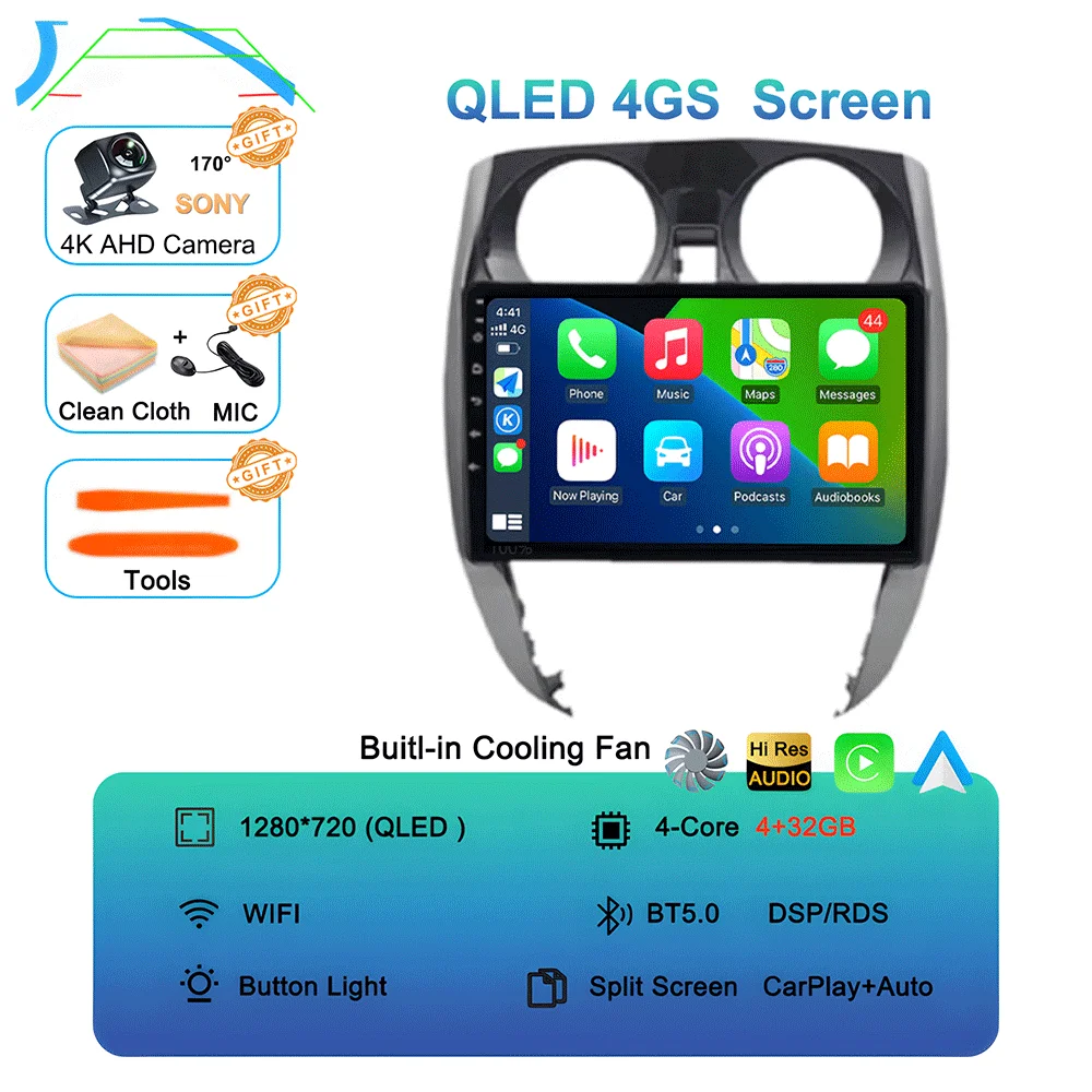 Android 16 Auto voor Nissan Note 2 E12 2012 - 2021 autoradio 2 Din stereo multimediaspeler GPS navigatie Carplay WIFI+4G