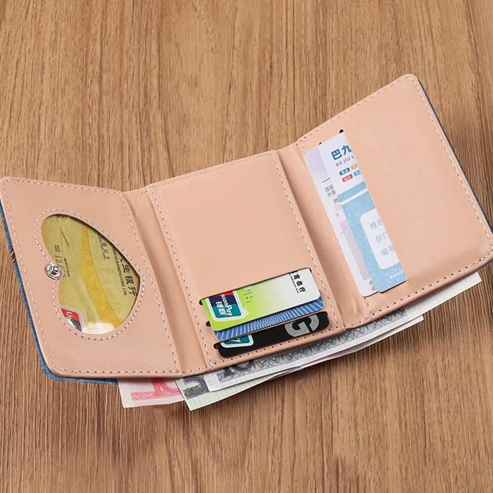جديد بو الجلود المال محفظة نسائية للعملات المعدنية بسيطة 3 طيات INS حامل بطاقة الائتمان لطيف هريرة الكلب بطاقة محافظ للفتيات الطلاب هدية #2