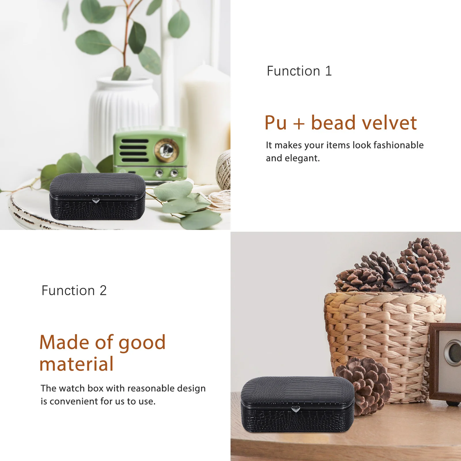 

1Pcs Jewelry Storage Box Premium PU Material Large Capacity Organized Compartment for Necklace Ring Earring Alligator Pattern