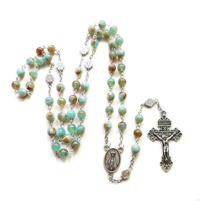 

HXBA Rosary Beads Necklace 6mm with Jesus Christ Crucifix for Cross Catholic Pendant Party Gift for Men Women
