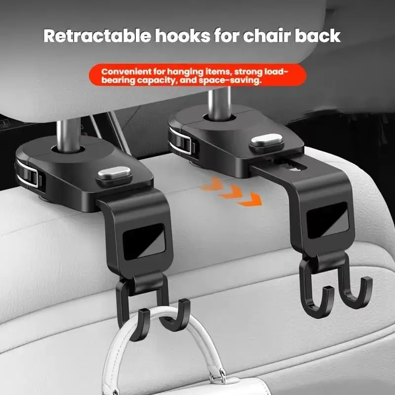 New Universal Car Headrest Hook Heavy Duty Load Bearing Easy Installation Holds Bags Groceries Purses Keeps Car Interior Neat