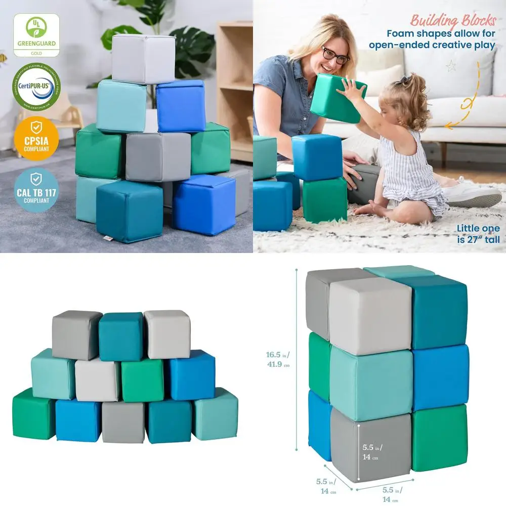 Nowoczesne piankowe klocki dla maluchów, 12-częściowy zestaw patchworkowy firmy ECR4Kids