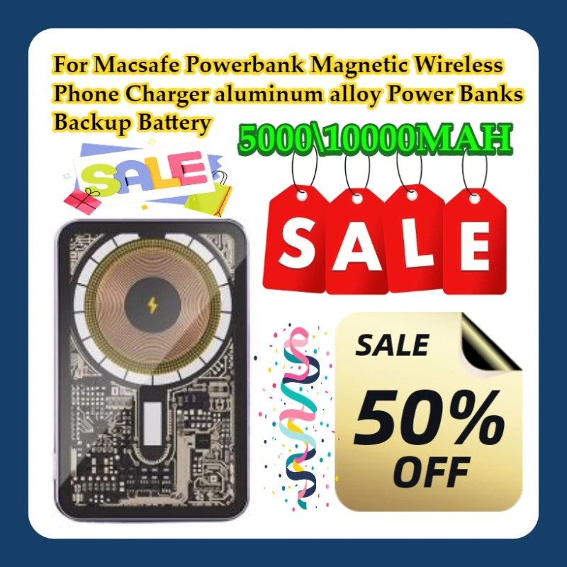 

For Macsafe Powerbank Magnetic Wireless Phone Charger aluminum alloy Power Banks Backup Battery