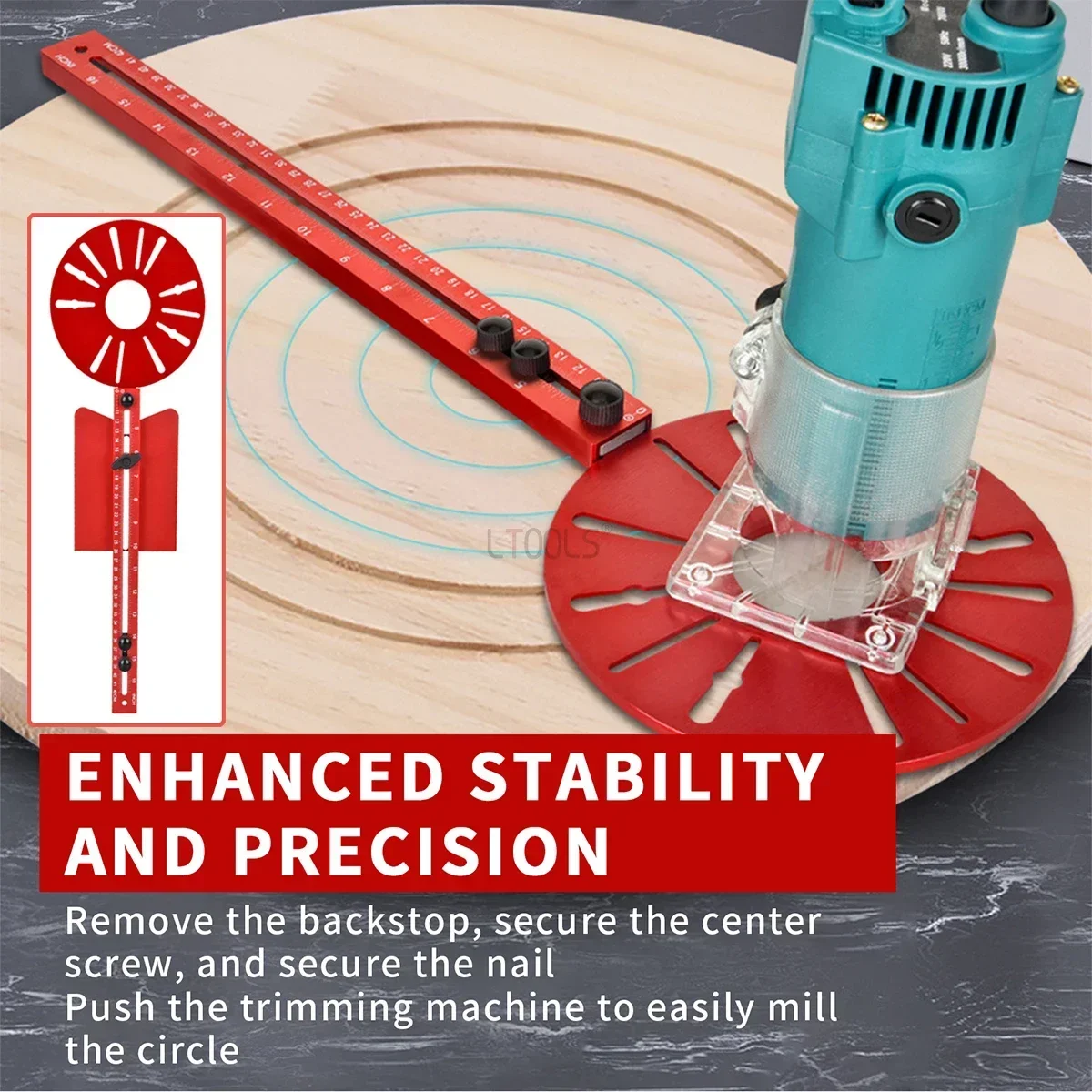 

Router Milling Groove Bracket Adjustable Aluminum Alloy Router Circle Cutting Jig Milling Circular Router Guide for Woodworking