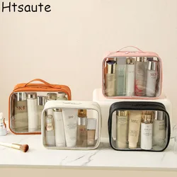 1 pçs organizador de viagem banho saco de armazenamento de higiene pessoal caso preto vermelho azul zíper claro sacos de maquiagem bolsa saco de cosméticos feminino