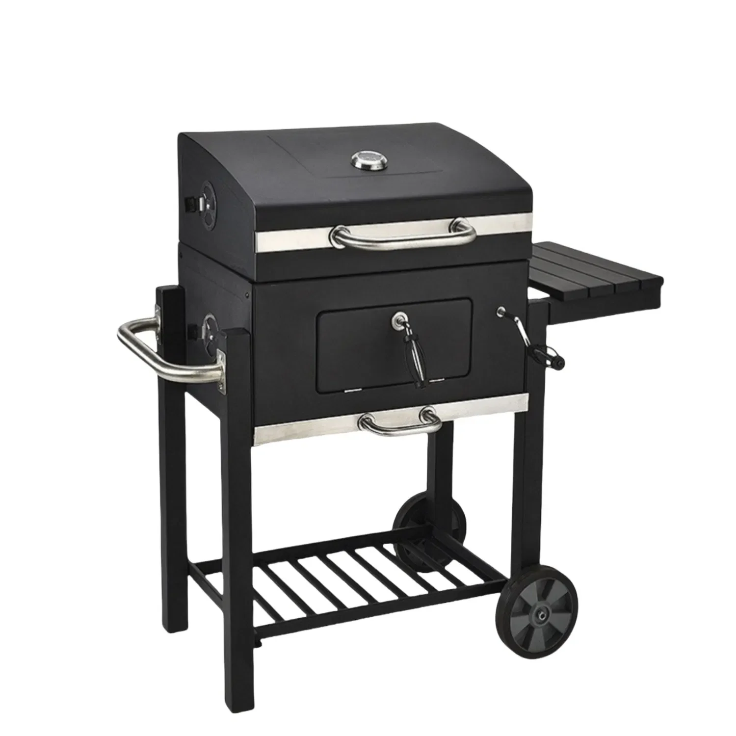 

New Oil Drum Barrel Outdoor Charcoal Barbeque BBQ Grills Backyard Party Barbecue Smoker with Rotisserie Roast Chicken Rack