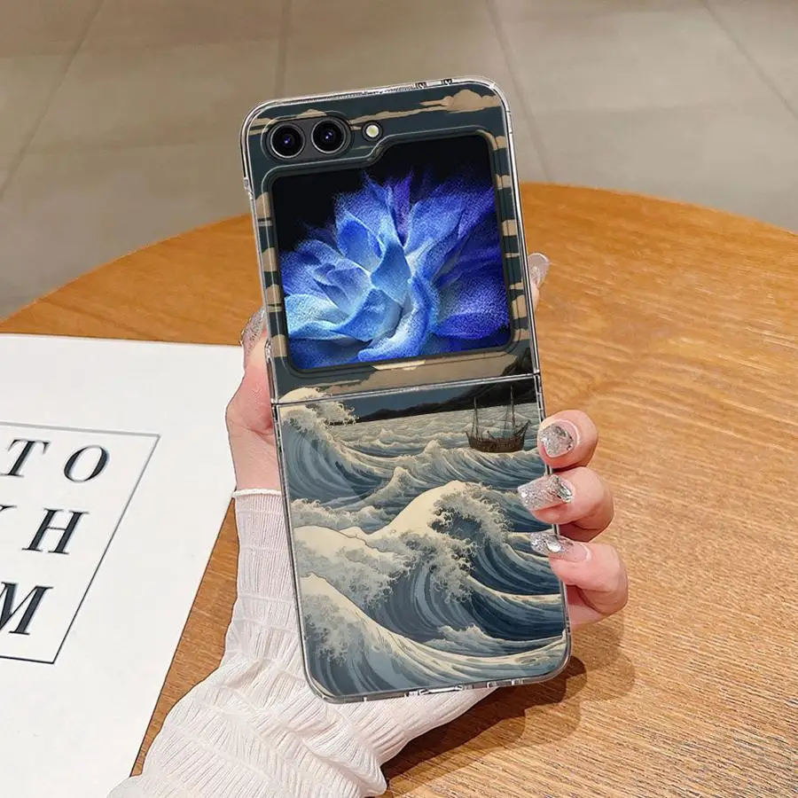 Phone Cover Case for Samsung Galaxy Z Flip 8 Flip4 Flip3 Flip5 Z Flip 7 6 5 4 3 Flip7 FE Flip6 Pale Moon Sea