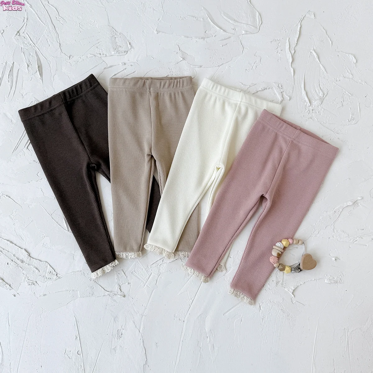 

Baby Girl Lace Trimmed Leggings 0-3Y Cute Elastic Waist Solid Color Infant Girls Pants Soft Baby Bottoms Leggings for Girls