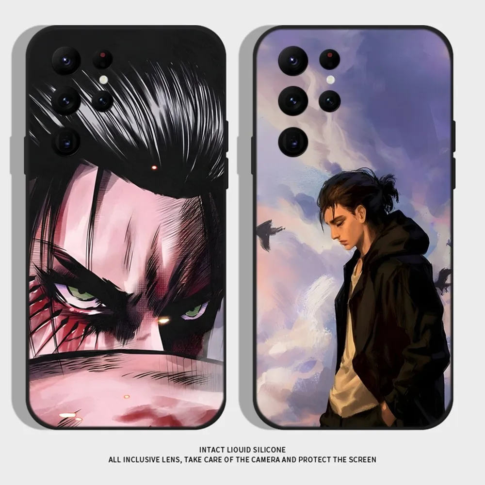 Anime Attack On Titan Eren Yeager Phone Case For Samsung S24,S22 Ultra,S20,S30 plus,S22 plus,S23,S30 ultra 5G Silicone Cover