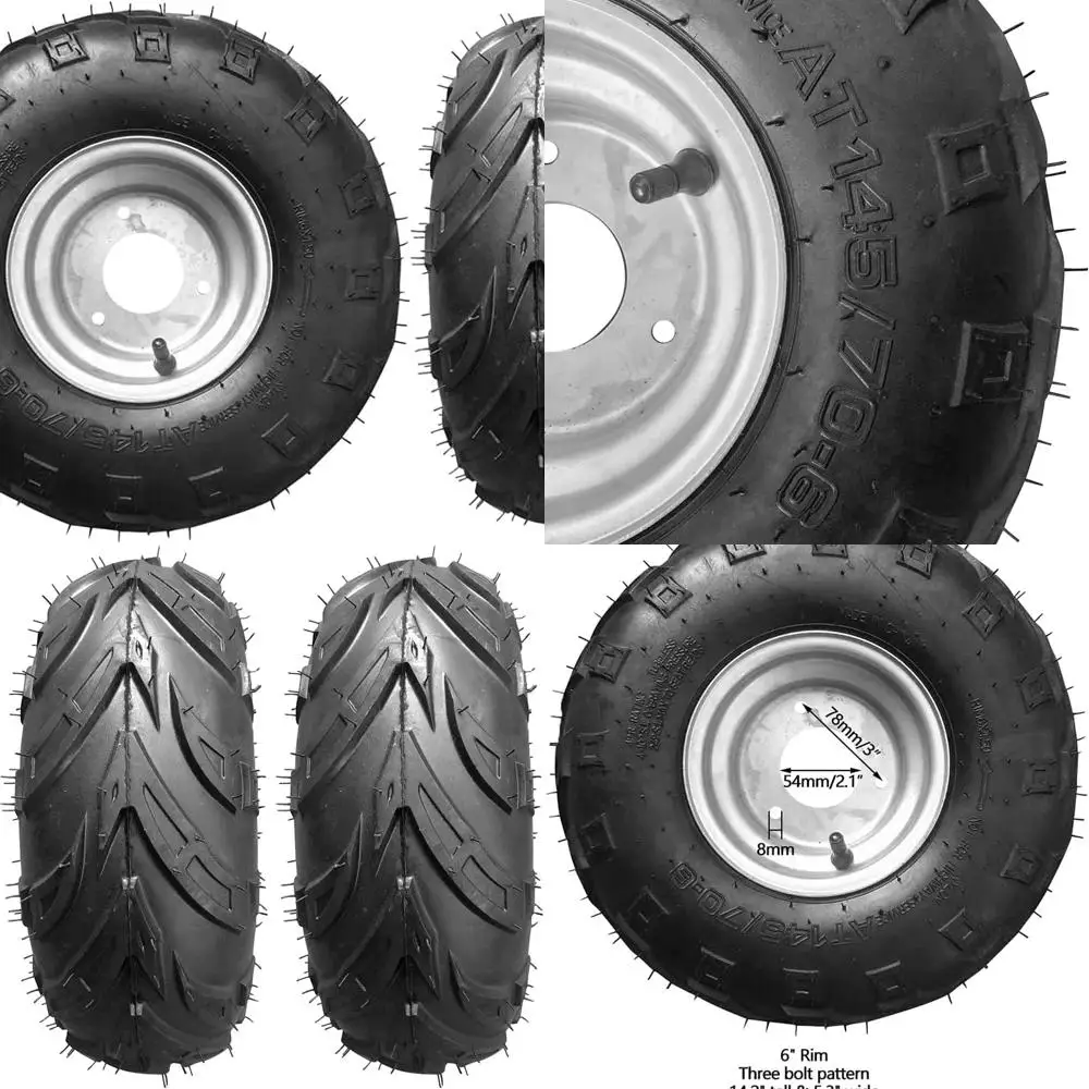 

2 Pack of 145/70-6 6inch Tubeless Tires Wheels with Rim Suitable for ATV, Go-Kart, Mini Bike, ATV, Lawn Tires