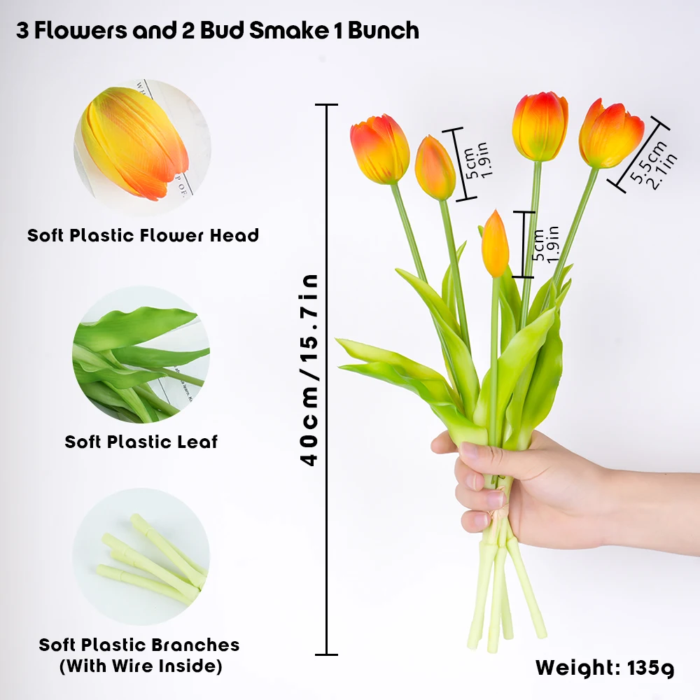 Silicone Tulip Bouquet Real Touch Flower Decoration Artificial Flowers Home Living Room Wedding Decoration Flower Arrangement