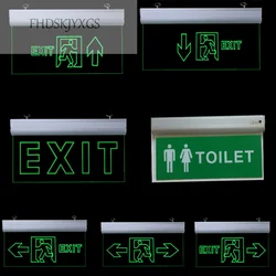 Exit Led Light Ac110v/220v Green Exit Emergency Light Fire Sign Indicator Warning Lamp For Bulb Hotel Mall School Public Place