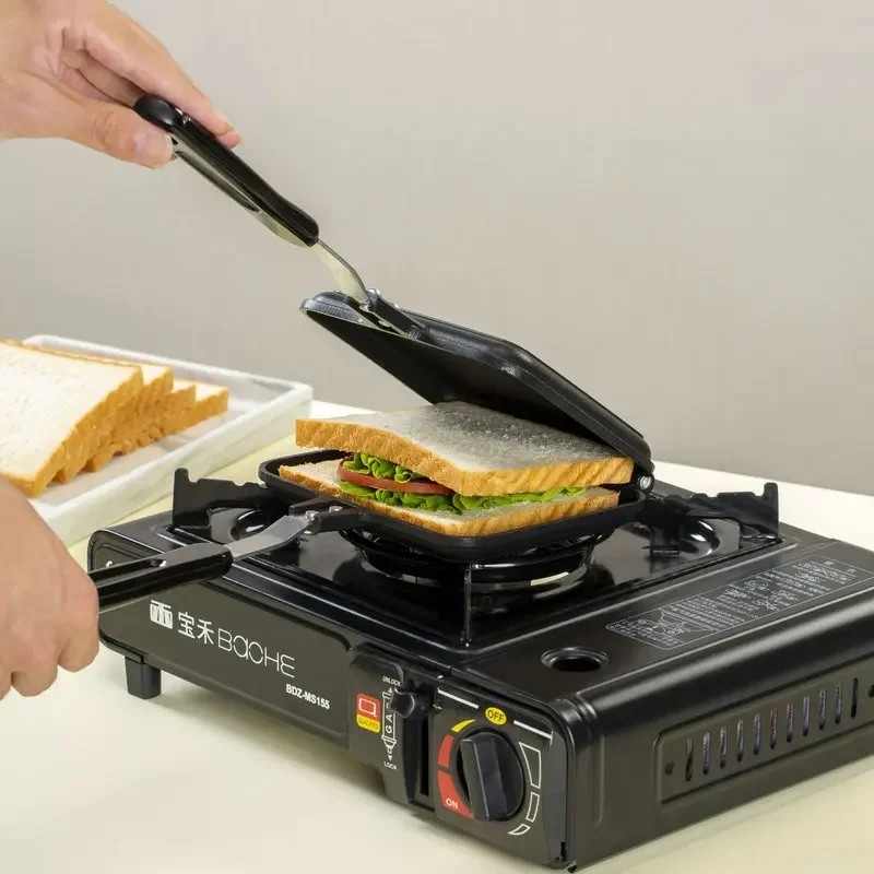 

Double Sided Non Stick Sandwich Maker Frying Pan for Toast Waffle Egg Breakfast Multi Functional Opening Closing Design
