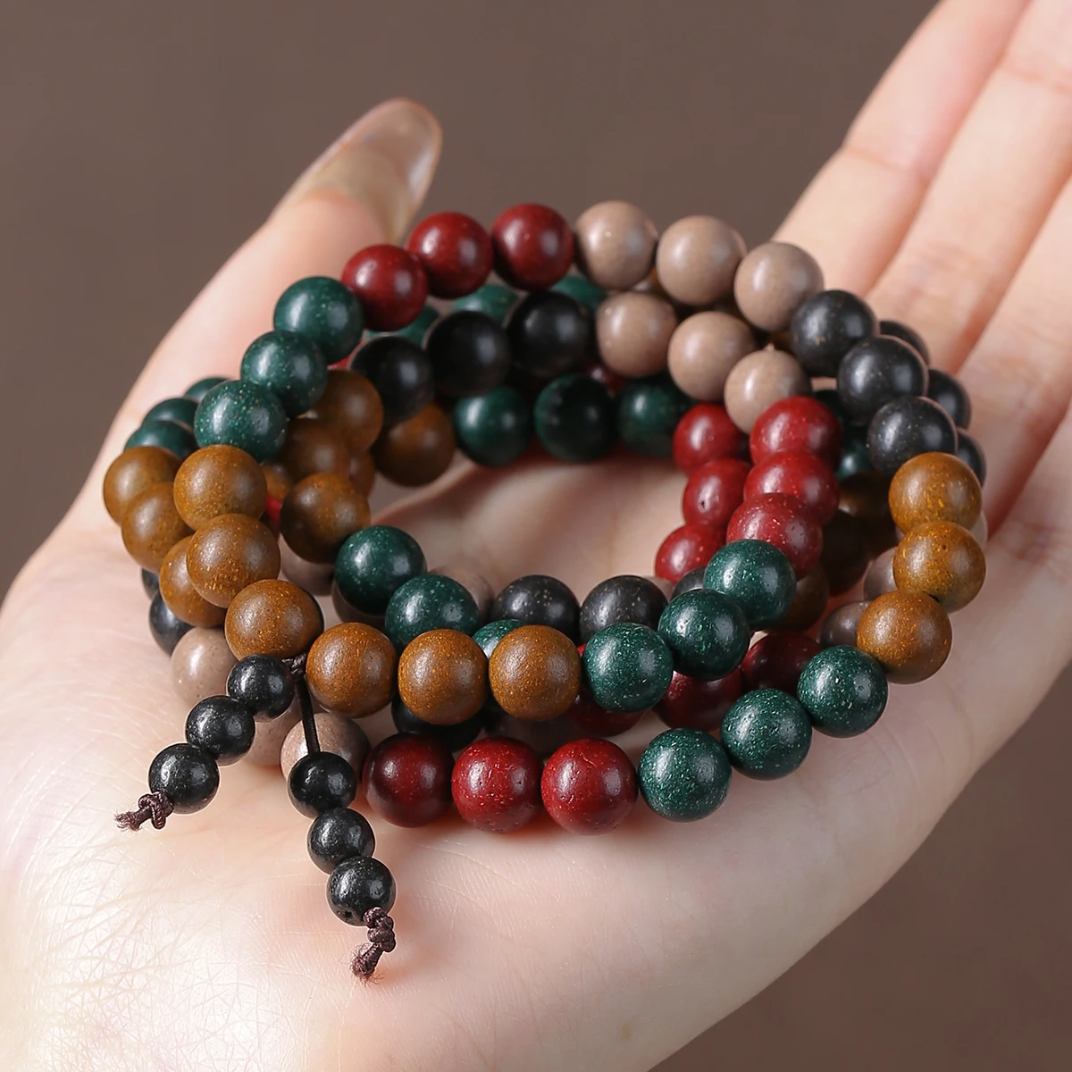 JD Five Elements Incense Bead Multi-Strand Prayer Bracelet Energy Balance Handmade Aromatherapy Elastic Spiritual Jewelry Female
