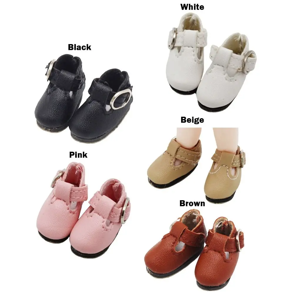 2.8cm * 1.2cm BJD Doll Shoes Mini Size T-shaped Button Doll Leather Shoes Fashion Design PU Leather Doll Princess Shoes 1/8 BJD