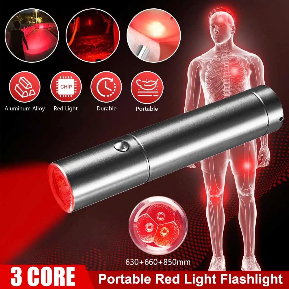 Mini 3LED Red Flashlight 1Mode Nurses Caregiver Vein Imaging 603+660+850nm Vein Finder Torch Pocket Tactical Hunting Flashlight