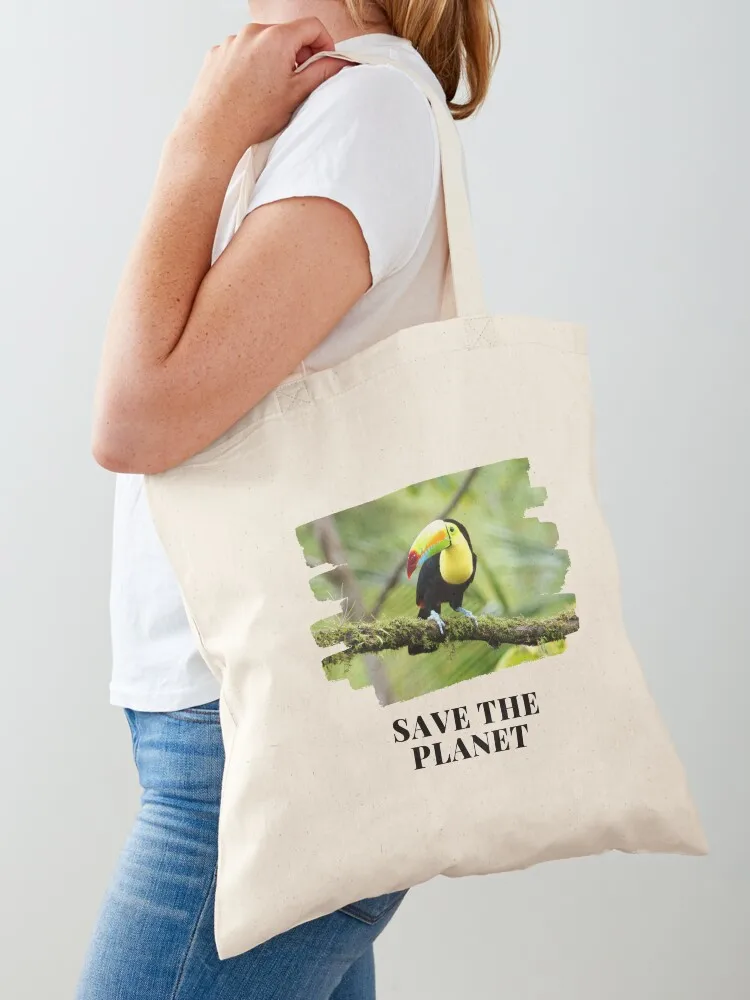 

Hello From the Toucan. Save the Planet! Tote Bag tote bag women Women's shopper bag Lady bags custom canvas
