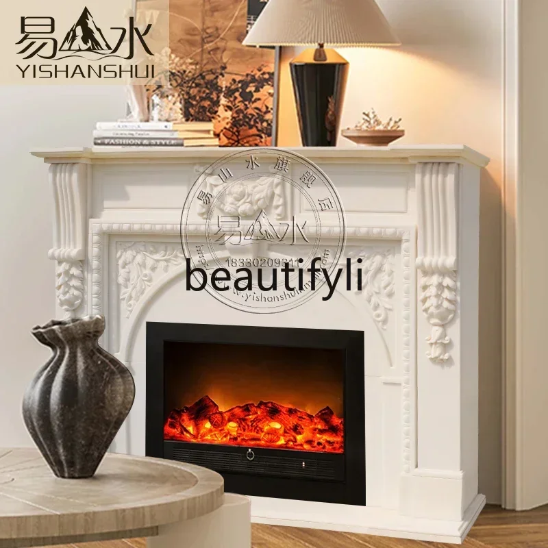 NQ52 Great discounts Marble mantel heating living room villa decoration ornament rich atmosphere European style white marble cu