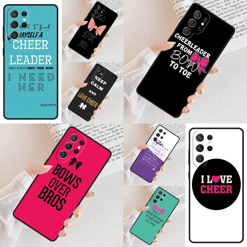 Cheerleader Cheer Bow Quote Phone Case For Samsung Galaxy S24 S23 S22 S21 Ultra S10 Note 10 Pro S20 Plus FE S9 S8 Cover