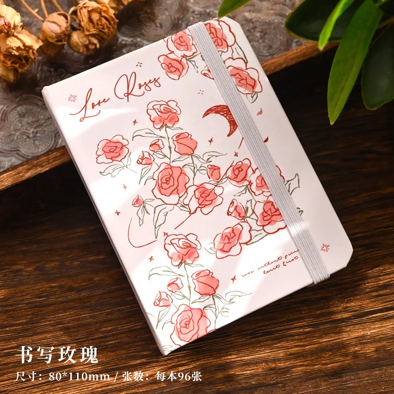 Romantic Rose Series Pocket Art Style Exquisite Notebook Retro Diary Small Portable  Book Note Book Notebook Acessórios