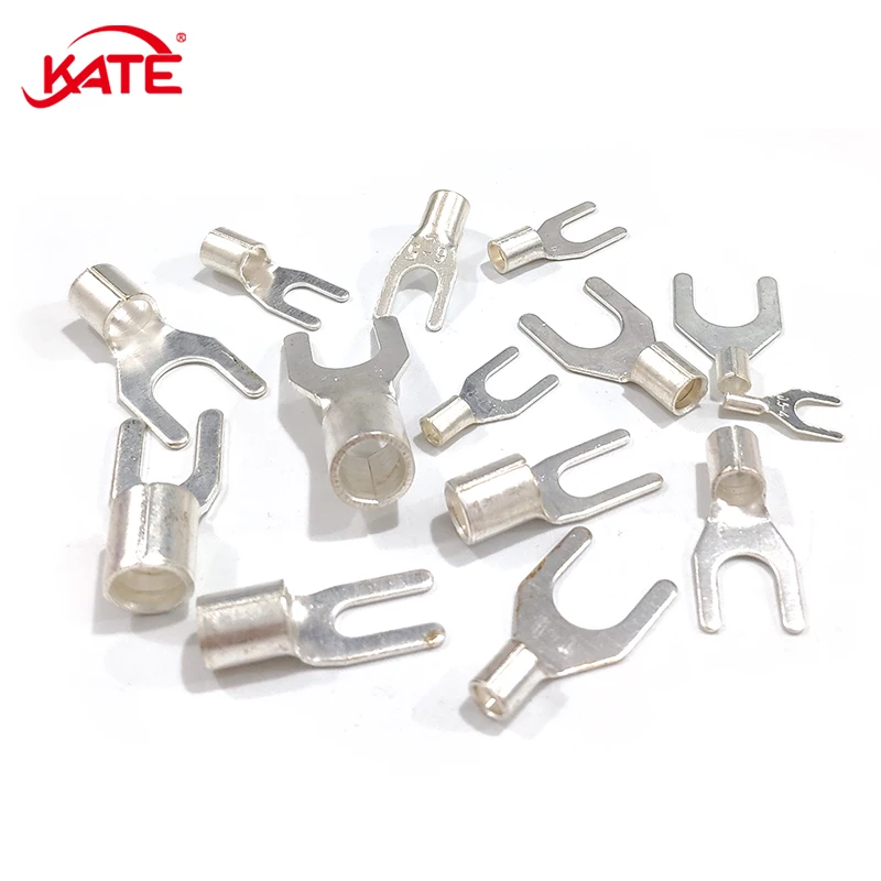 100PCS UT 1/1.5/-3/4/5/6/8 Crimp Terminal Cable Wire Terminals Connector U/Y Terminal Bare Lug Automotive Household Connector