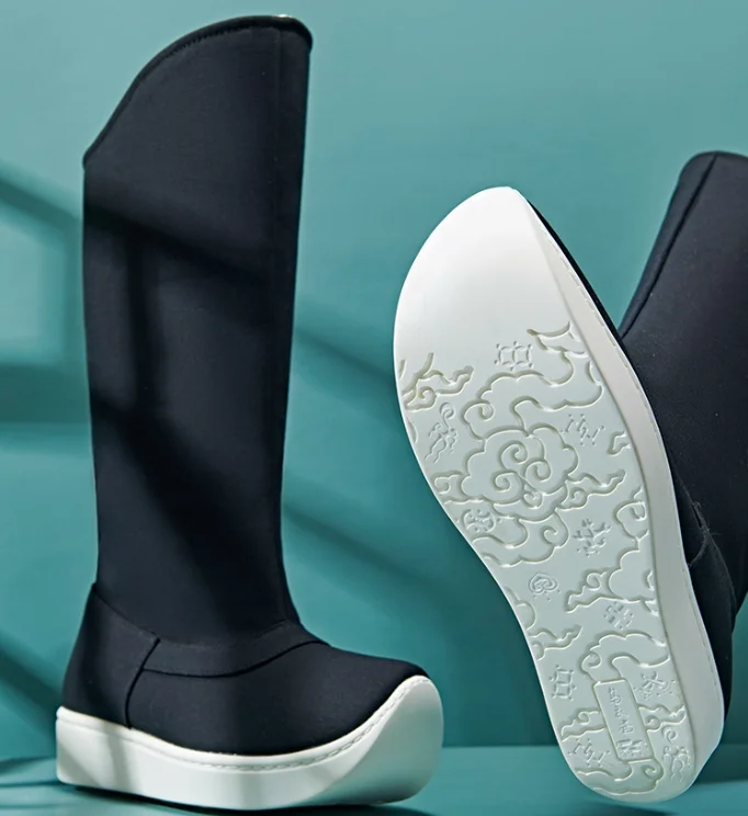 

Китайская песня Hanfu Shoes Мужские весенние высокие сапоги Древний черный цвет