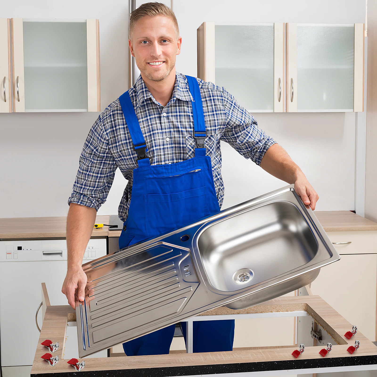 

10 шт. фиксированные зажимы для раковины, регулируемые монтажные зажимы без перфорации, прочные зажимы для кухонной мойки для безопасной установки