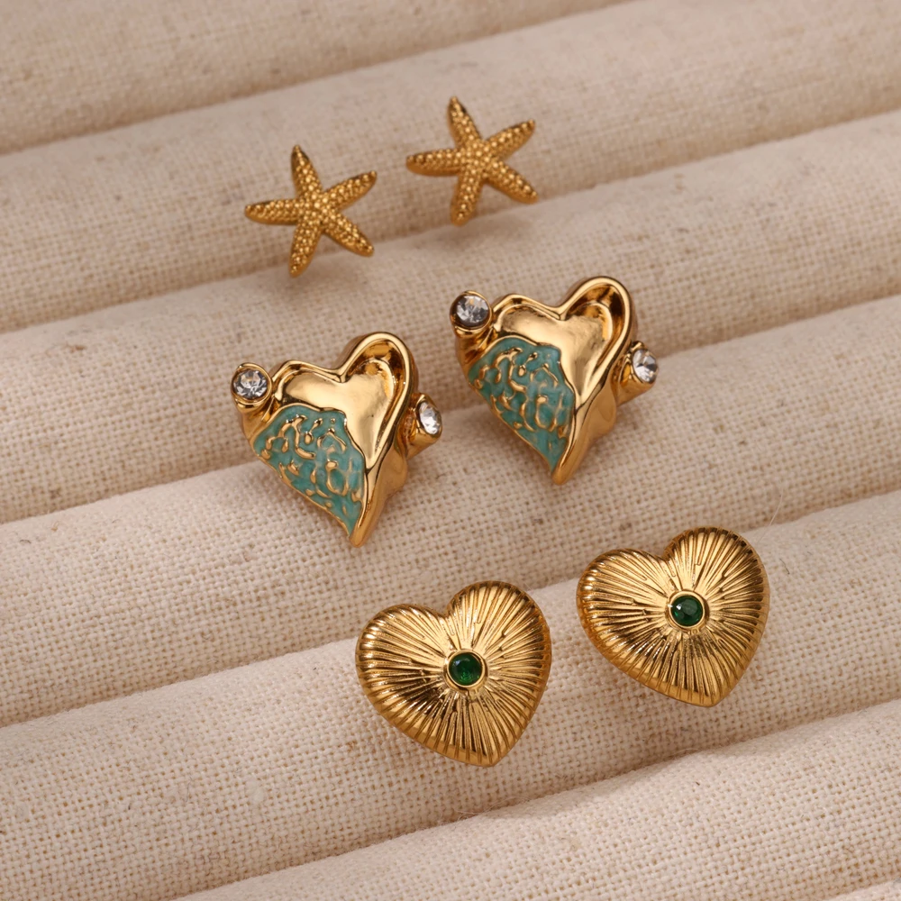 

Fashion Zircon Love Heart Earrings For Women Stainless Steel Creative Design Earrings Ear Jellery Christmas Jewelry Lucky Gift
