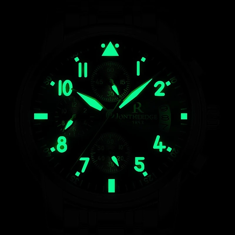 ساعة كرونوغراف كوارتز رياضية فاخرة للرجال ، فولاذ مقاوم للصدأ ، مقاومة للماء ، ساعة ذكر ، علامة تجارية مشهورة ، ذكر