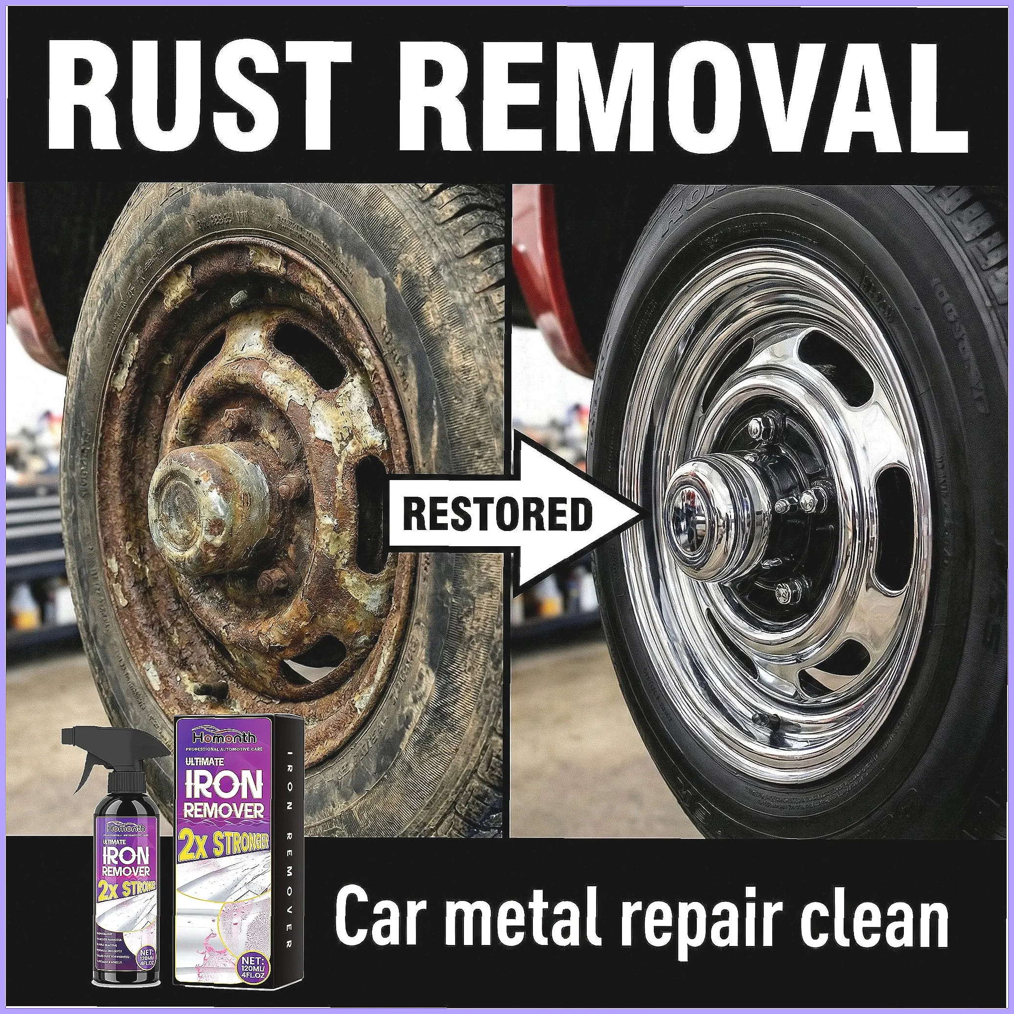 

2026 HOT Multi-Purpose Rust Remover Spray for Auto Metal Parts Wheel Exhaust Cleaner 6