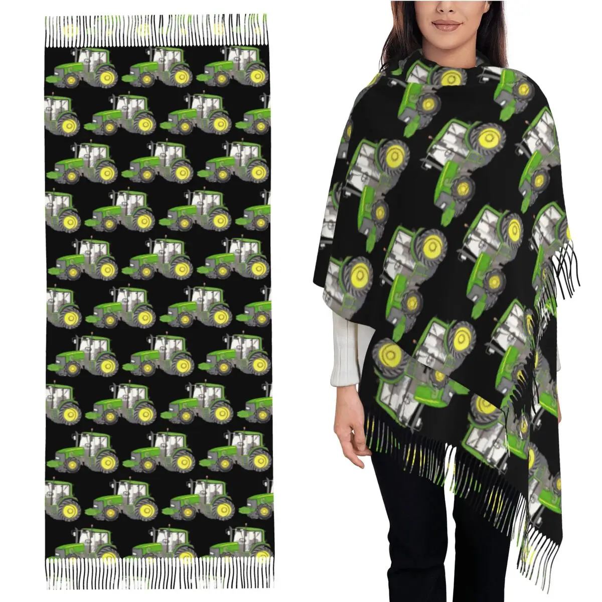 

ТРАКТОР шарф с кисточками для женщин мягкие теплые шали и накидки длинная осенне-зимняя шаль накидка