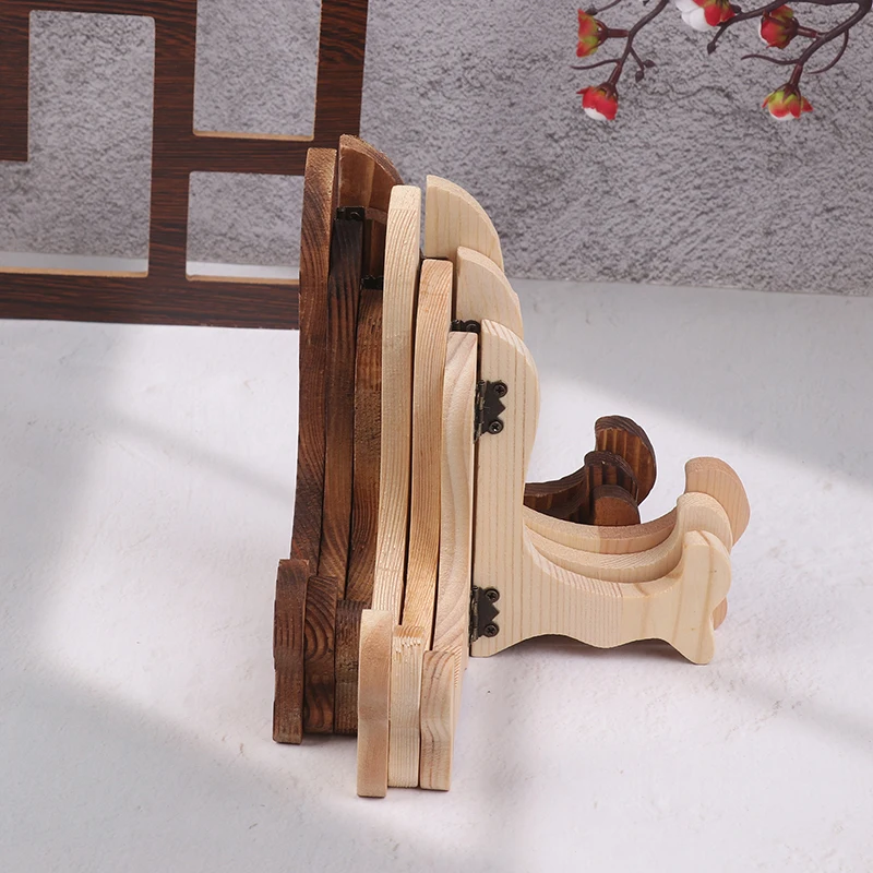 1pc Retro Wood Easel Plate Storage Rack Plate Tea Cake Dish Display Stand Foldable Decorative Rack Home Kitchen Table Ornaments