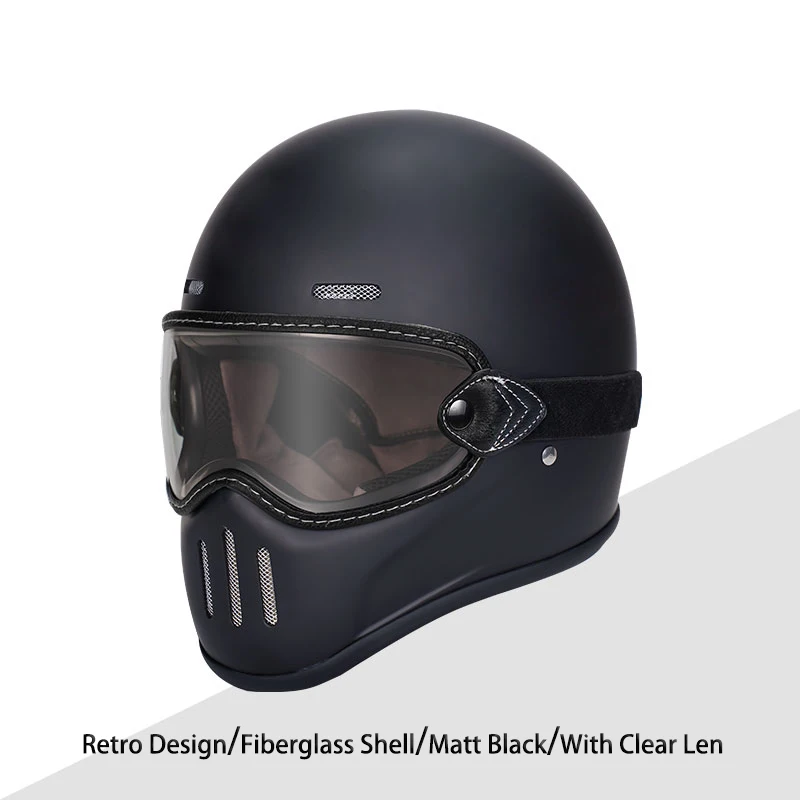 

Matte Black Motorcycles Unique Design Classic Style for Adult Women and Men Full Face Helmets tt$co Super Helmet With Clear Len