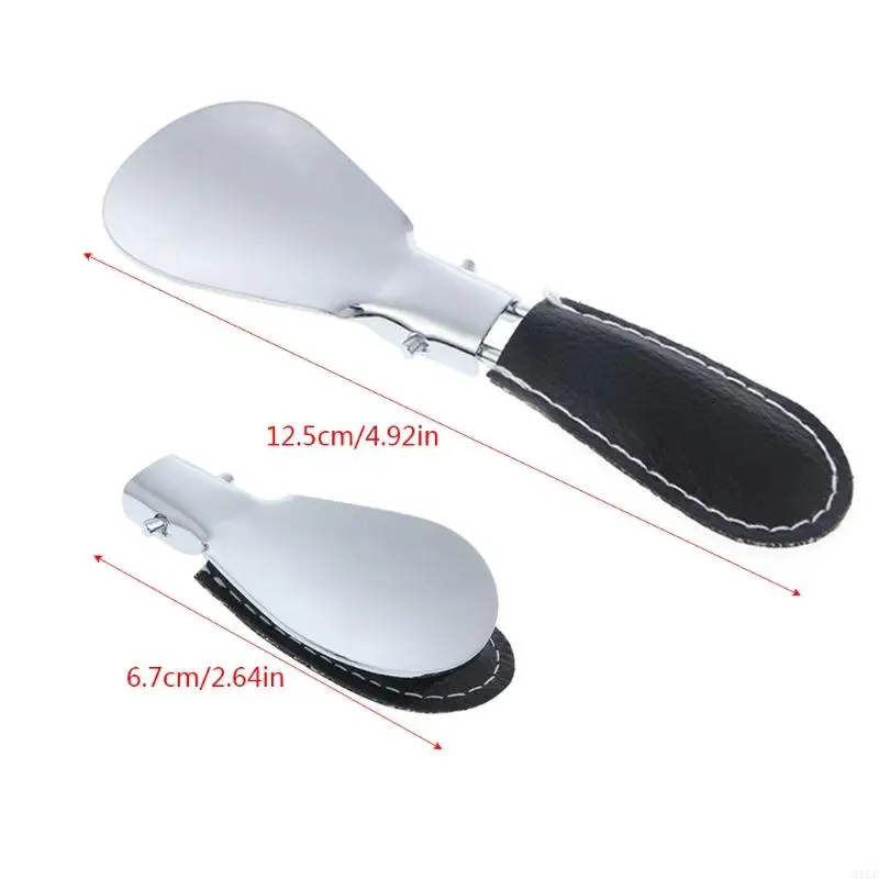 MOLF Black Folding động Shoehorn kim loại bền với da giả bằng thép không gỉ