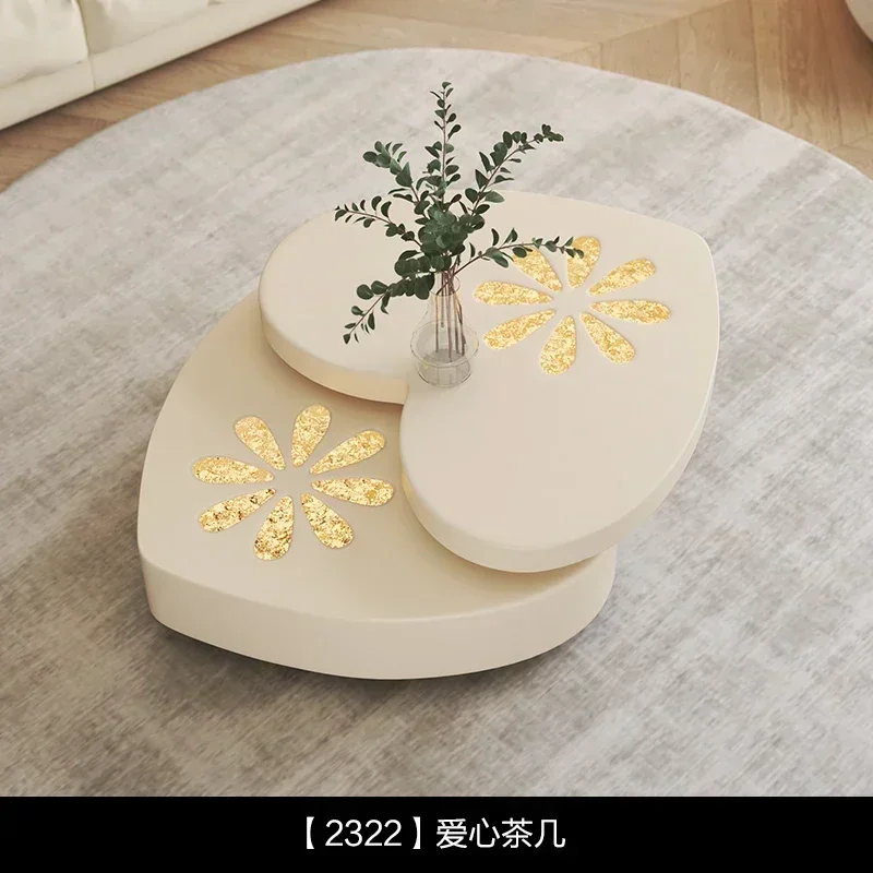 TTTTCream Style Petal Tea Table Living Room Home Shaped Creative Designer Rotatable Tea Table