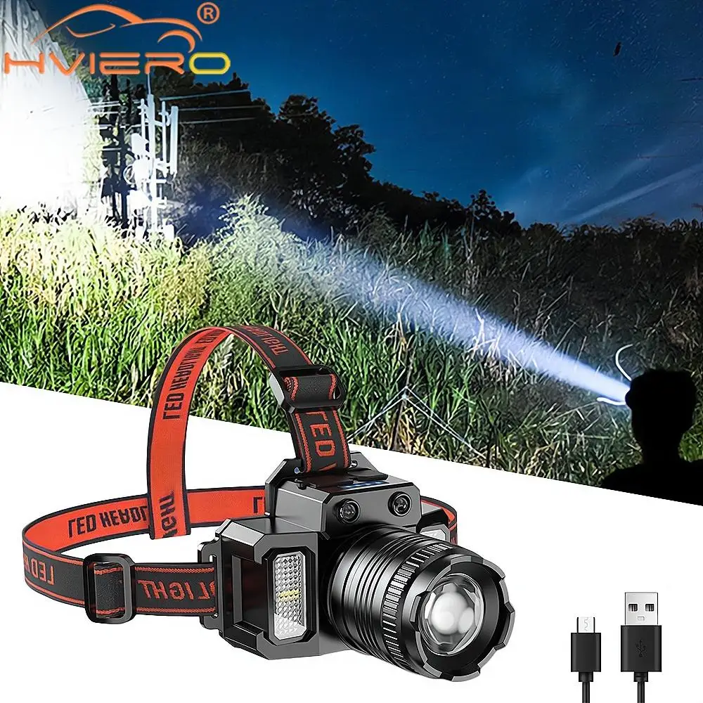 

HeadLamps Wave Sensor COB Side Light LED USB Rechargeable Torch Outdoor Super Bright Zoom Waterproof for Camping Hunting Fishing