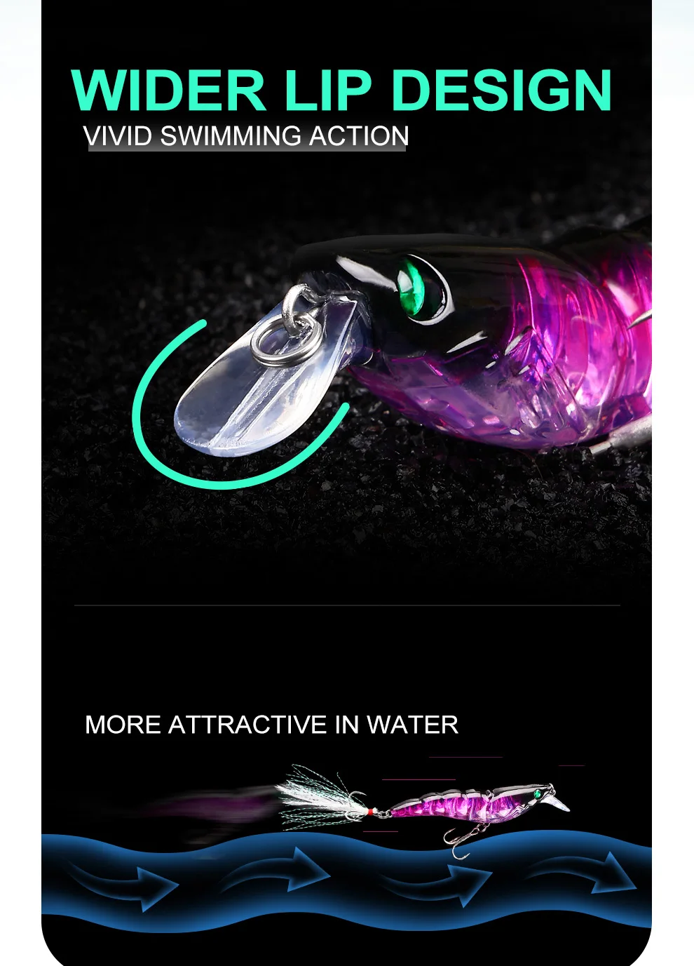 Weihe  shrimp fishing lure Slowly sinking with blood groove feather hook pencil shrimp mino