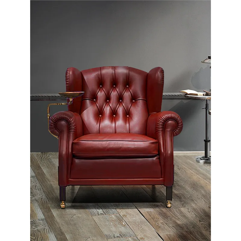 Chair first layer cowhide single tiger chair American living room casual sofa chair