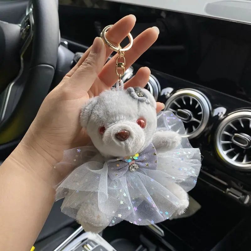 beautiful  Teddy   bear sweet pretty Shiny dress skirt doll lifelike Pendant decorate doll birthday keychain fahione couple gift