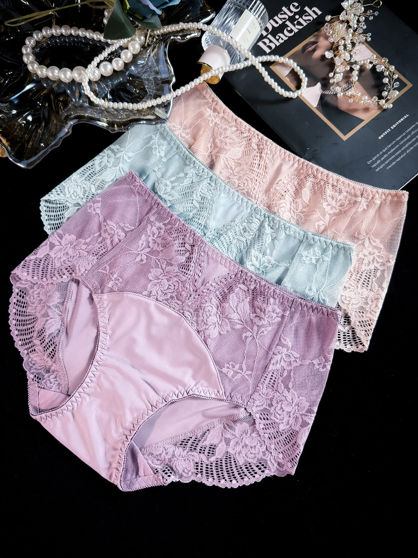 plus Size Lace Underwear Women's Comfortable High Waist Seamless Butt Covering Fast Dry Milk Silk Sexy  Panties