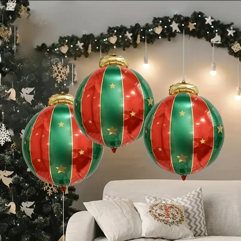10 Stück Weihnachtsballon 27 Zoll Hängekugel Globos Weihnachtsmann Weihnachtsbaum Ballon Partydekoration