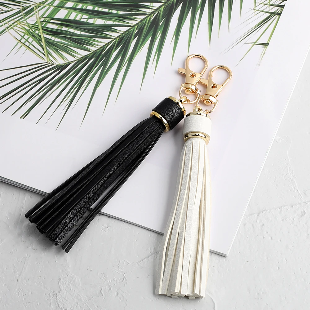 5PCS Tanned Leather Tassel Key Chain PU Bag Charm For Women Handbags Clutch Pouch Purse Key Chain Ring Accessories Bag Pendant