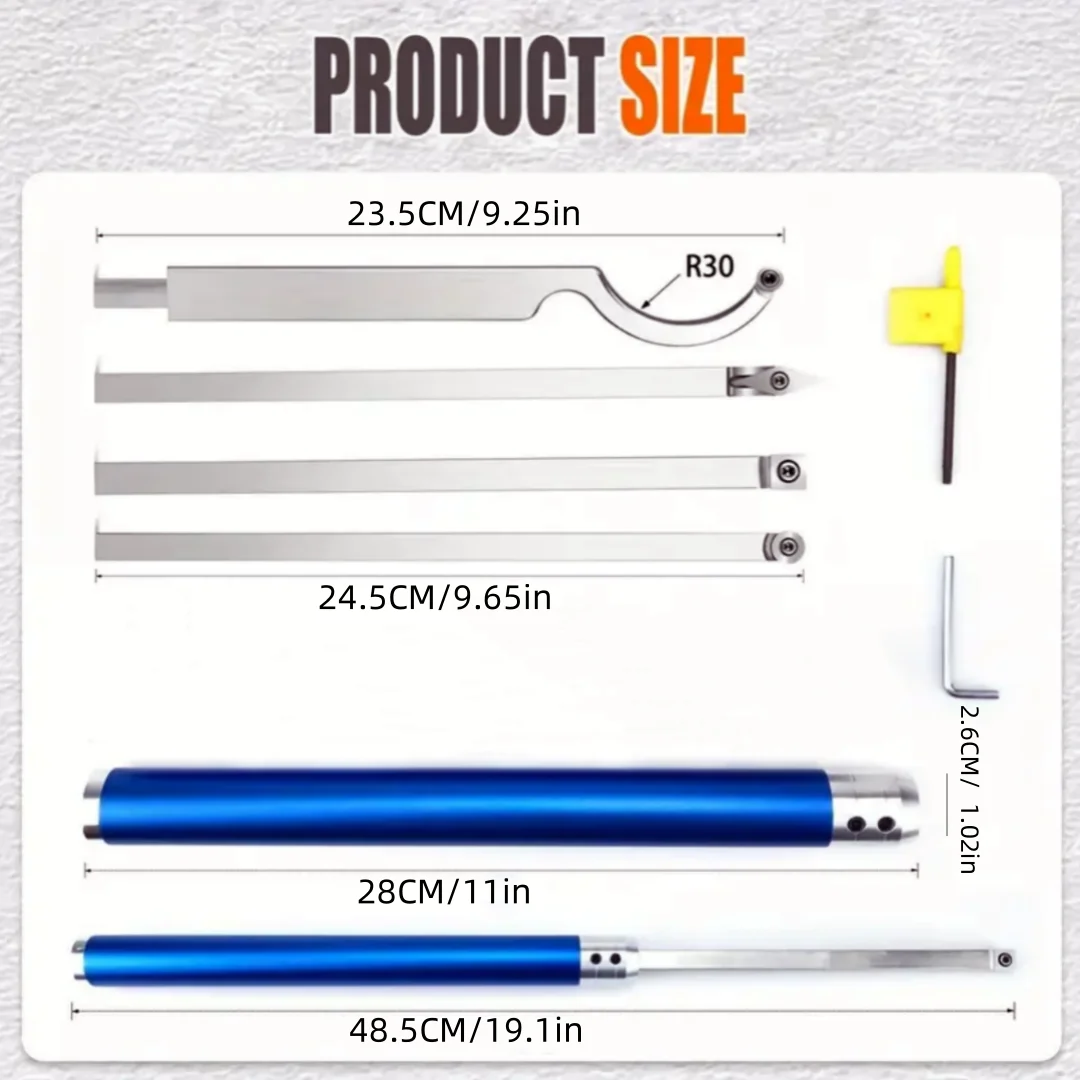 Carbide Tipped Wood Lathe Turning Tools Lathe Rougher Finisher Detailer Swan Neck Hollower Wood Lathe Tools