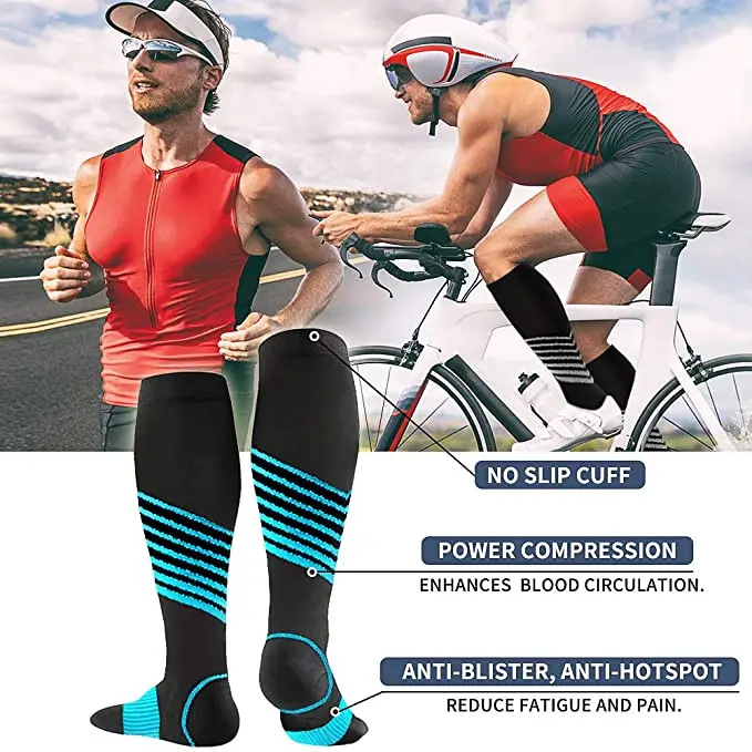 Men Running Compression Socks Stockings 20-30mmhg Sports Socks for Marathon Cycling Football Breathable Adult Sports Socks YS023