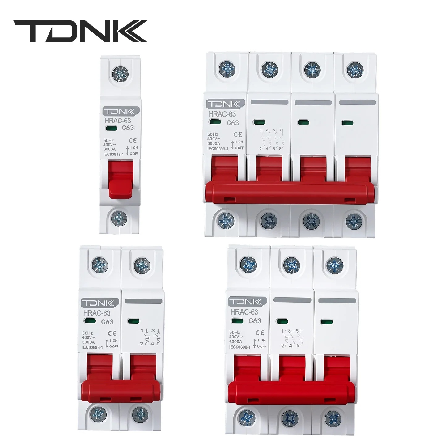 TDNK AC Mini Circuit Breaker MCB 1P 2P 3P 4P 6A-63A C Type Din Rail Air Switch for Home Overload Protection