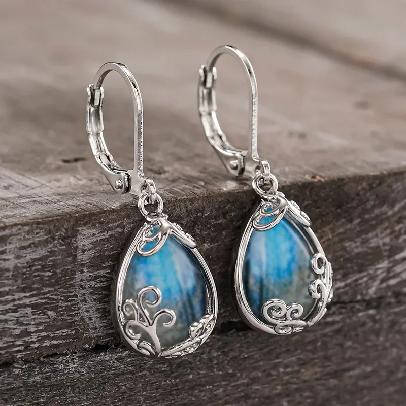 High End Fashion Ethnic Style Stickers, Craft Design, Women's Accessories Retro Carving Vine Water Droplet Colored Jewelry